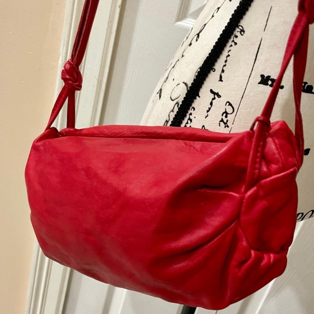 BOHO CHIC Y2K CROSSBODY BAG RED LEATHER MADE IN USA JWM DERR BEND OREGON ICONIC - Picture 3 of 16
